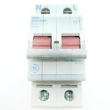 GE General Electric 333/39029-601 65185 100A 100 Amp 2 Double Pole Isolator Main Switch Disconnector